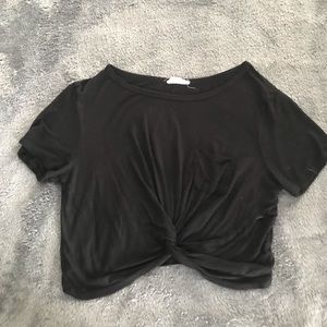 Black Tie-Front Croptop